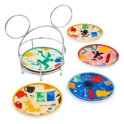 Disney 13 Disney Mickey Mouse And Friends Tidbit Plates With Caddy Set