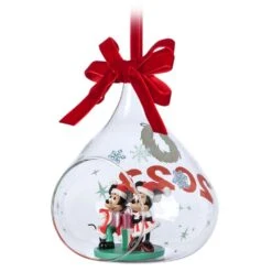 Disney Santa Mickey Mouse And Minnie Mouse 2023 Glass Drop Sketchbook Ornament -Disney 3710048300020 2