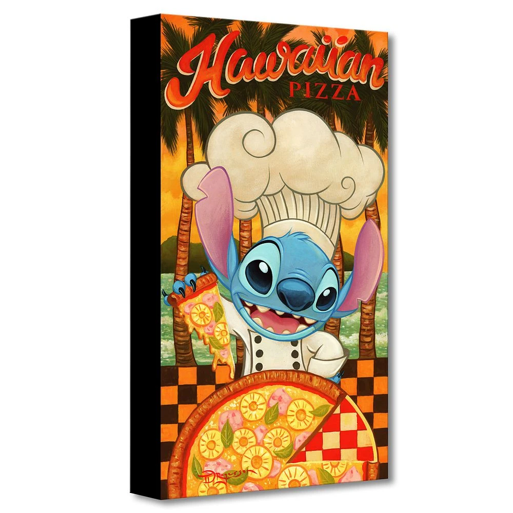 Disney Stitch ''Hawaiian Pizza'' Giclée On Canvas By Tim Rogerson 1 Disney Stitch ''Hawaiian Pizza'' Giclée On Canvas By Tim Rogerson