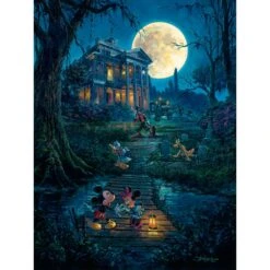 Disney Mickey Mouse At The Haunted Mansion ''A Haunting Moon Rises'' By Rodel Gonzalez Canvas Artwork – Limited Edition