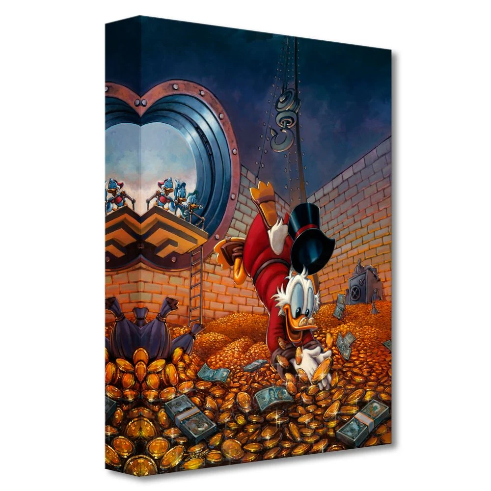 Disney Scrooge McDuck ''Diving In Gold'' By Rodel Gonzalez Canvas Artwork – Limited Edition 2 Disney Scrooge McDuck ''Diving In Gold'' By Rodel Gonzalez Canvas Artwork – Limited Edition - Image 2