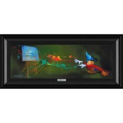 Disney Mickey Mouse ''Sorcerer Paints His Magic'' By Jim Warren Framed Canvas Artwork – Limited Edition