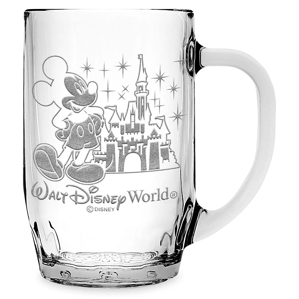 Disney Mickey Mouse And Cinderella Castle Glass Mug By Arribas – Large – Personalized 1 Disney Mickey Mouse And Cinderella Castle Glass Mug By Arribas – Large – Personalized