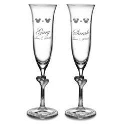 Disney Mickey And Minnie Mouse Glass Flutes By Arribas – Personalized